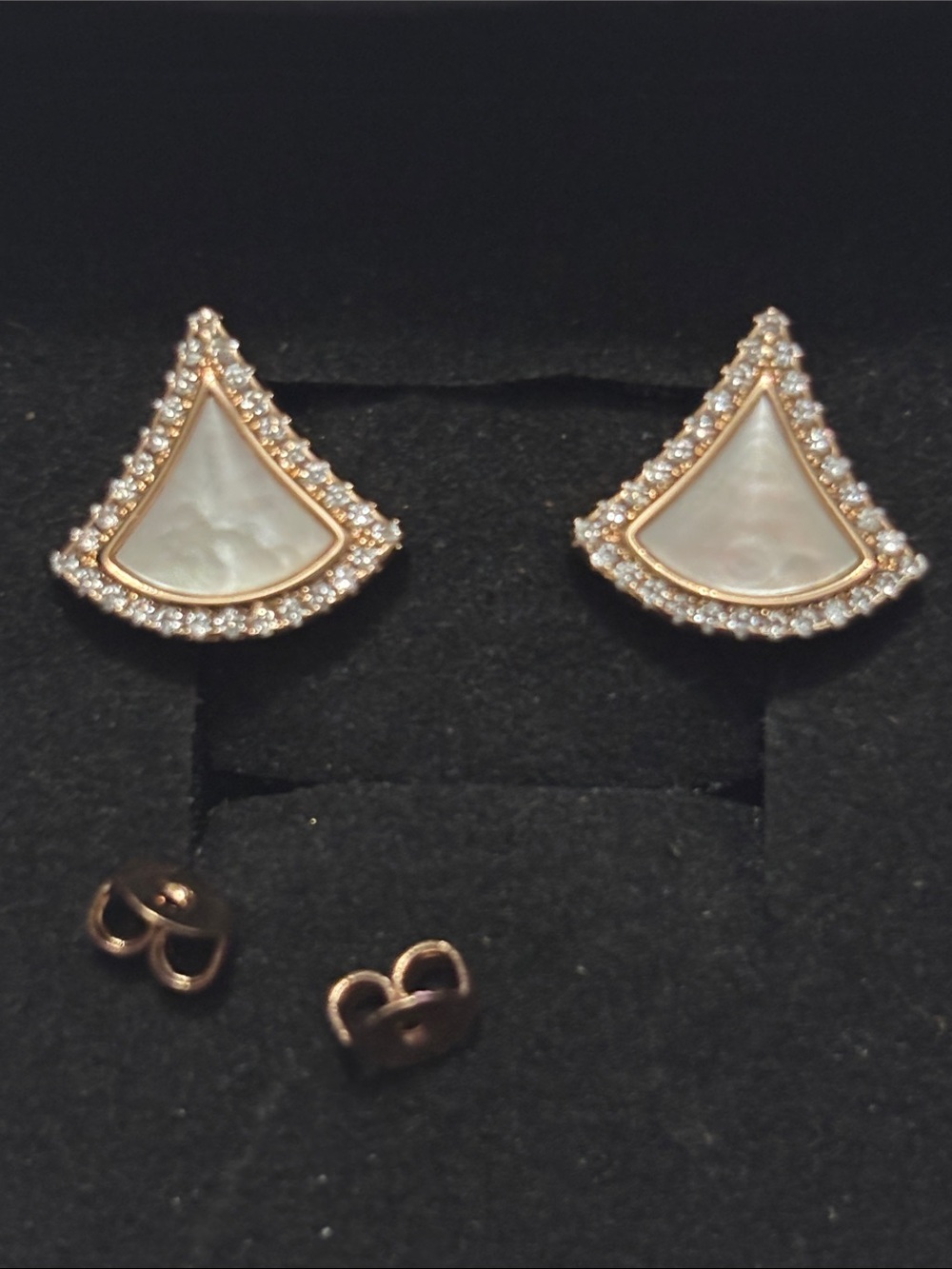 Bvgarli Rose Gold Mother-of-Pearl Fan Stud Earrings